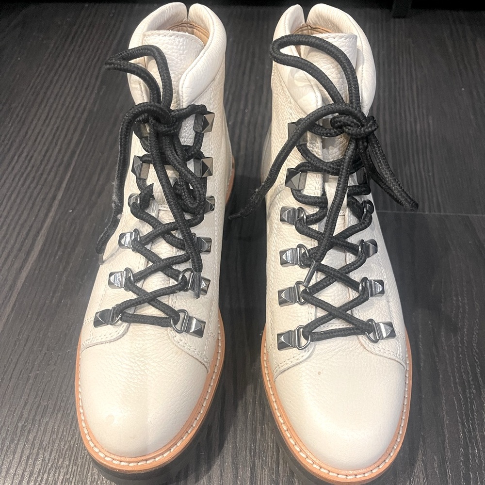 Marc Fisher cream/ivory combat boots